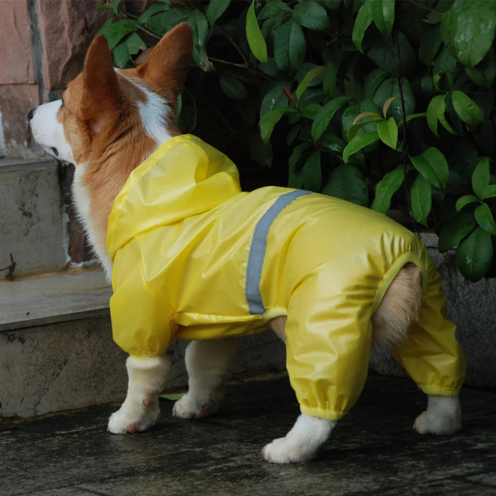 Reflective Waterproof Dog Raincoat Jumpsuit