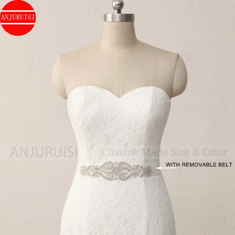 (Copy) Elegant White Lace Mermaid Wedding Dress 2022 Vintage Cheap Robe De Mariee With Sash Longue Simple Trouwjurk Sukienka Na Wesele