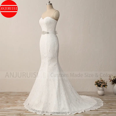 (Copy) Elegant White Lace Mermaid Wedding Dress 2022 Vintage Cheap Robe De Mariee With Sash Longue Simple Trouwjurk Sukienka Na Wesele