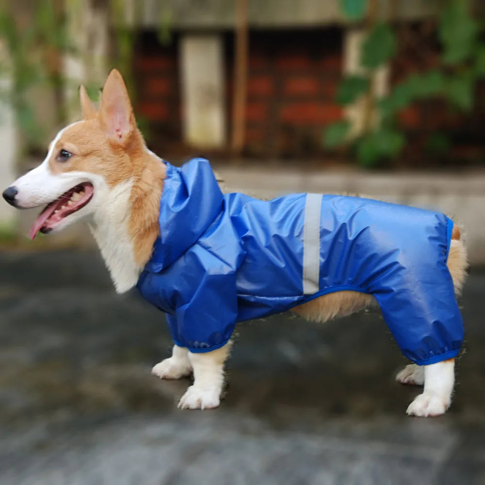 Reflective Waterproof Dog Raincoat Jumpsuit