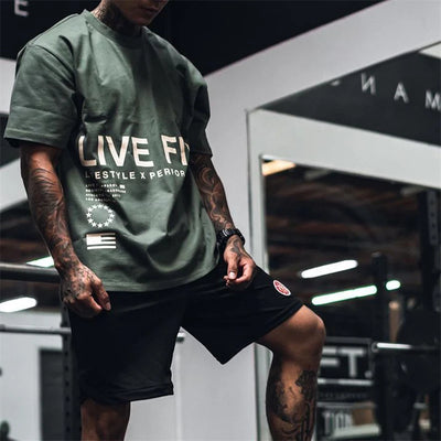 Premium Men's Gym Cotton Oversized T-Shirt - Fitness and Streetwear