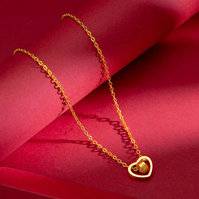 18K Gold Heart Pendant Necklace - Trendy Gift