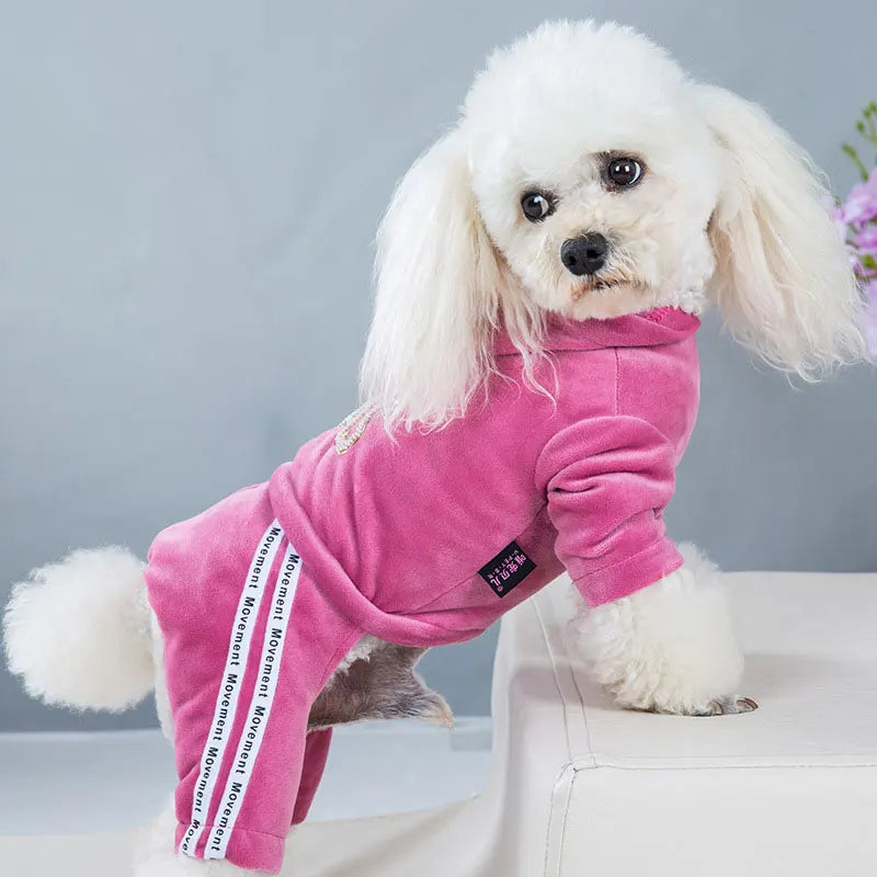 Spring Velvet Pet Jumpsuit for Small Dogs