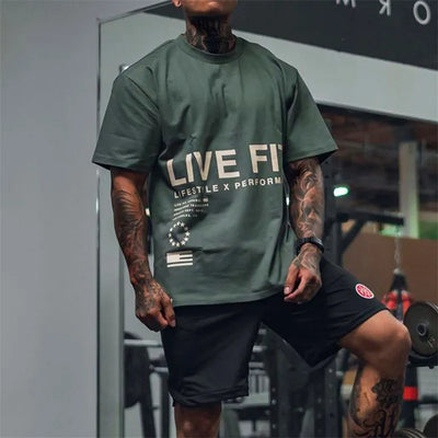 Premium Men's Gym Cotton Oversized T-Shirt - Fitness and Streetwear