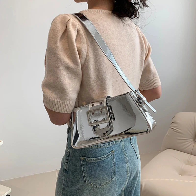 2023 Spring Silver Y2K Shoulder Bag for Women