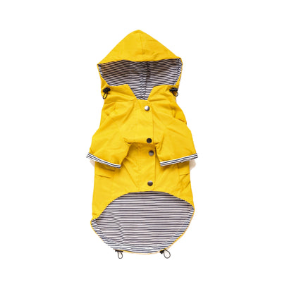 Yellow Hooded Raincoat for Dogs in Multiple Sizes